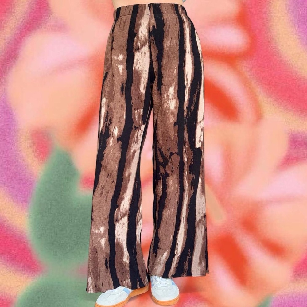 Fashion Nova Brown and Black Wide Leg Pants